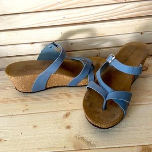 Blue wedge sandal